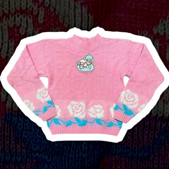 Custom on Vintage Retro Kawaii Sweaters - Custom Little Twin Stars Vintage Mock Neck Sweater